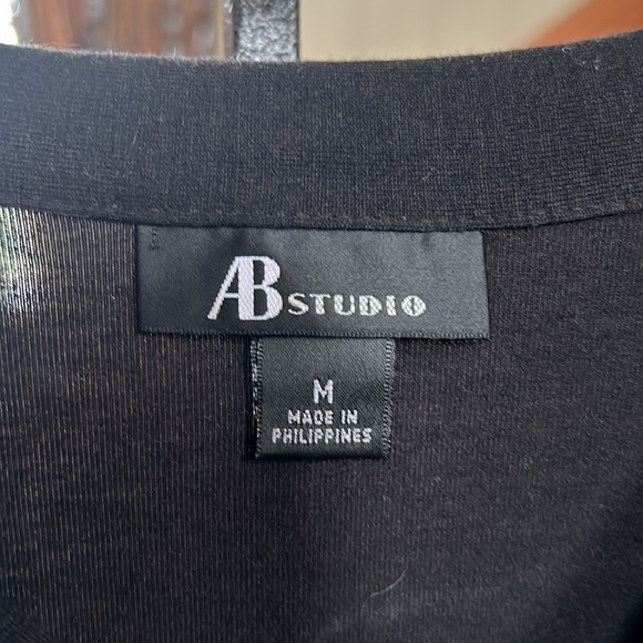 Black size medium 3/4length sleeve top from AB studio ruffle and tie neck - Picture 3 of 5